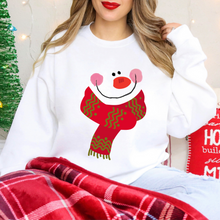 Load image into Gallery viewer, Women's Christmas Sweatshirt, Christmas Crewneck Cozy, Comfy Gildan Sweatshirt, Snowman Pullover, Cute Snowman Shirt, Five Colors
