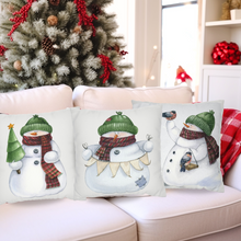 Load image into Gallery viewer, Christmas Pillow Covers, Country Decor Pillow Covers, Rustic Decor, Cute Snowman Pillowcase Set
