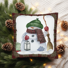 Load image into Gallery viewer, Christmas Pillow Cover, Snowman Christmas Pillow Cover, Rustic Christmas, Holiday Pillow Cover, Farmhouse Decor Pillow, Christmas Porch Decor
