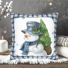 Load image into Gallery viewer, Christmas Pillow Cover, Snowman Christmas Pillow Cover, Rustic Christmas, Holiday Pillow Cover, Farmhouse Decor Pillow, Christmas Porch Decor
