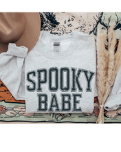 Load image into Gallery viewer, Halloween Spooky Babe Crewneck Sweatshirt, Women&#39;s Cozy Halloween or Fall Pullover
