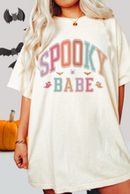 Load image into Gallery viewer, Spooky Babe Halloween or Fall Comfort Colors® Halloween T-Shirt, Women&#39;s Varsity Letters T-Shirt
