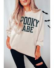 Load image into Gallery viewer, Halloween Spooky Babe Crewneck Sweatshirt, Women&#39;s Cozy Halloween or Fall Pullover
