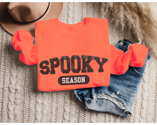 Load image into Gallery viewer, Women&#39;s Halloween or Fall Spooky Season Crewneck Sweatshirt Varsity Letters Shirt
