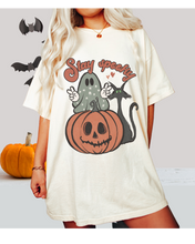 Load image into Gallery viewer, Women&#39;s Cute Halloween Comfort Colors® Halloween T-Shirt, Women&#39;s Stay Spooky T-Shirt
