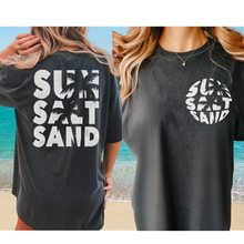 Load image into Gallery viewer, Sun, Salt, Sand Comfort Colors® T-Shirt, Front and Back Retro Design T-Shirt Dress, 1970&#39;s Summer Beach Tee
