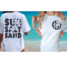 Load image into Gallery viewer, Sun, Salt, Sand Comfort Colors® T-Shirt, Front and Back Retro Design T-Shirt Dress, 1970&#39;s Summer Beach Tee
