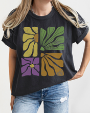 Load image into Gallery viewer, Abstract Sunflowers Comfort Colors T-Shirt, Women&#39;s Distressed-Look Design
