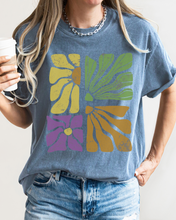 Load image into Gallery viewer, Abstract Sunflowers Comfort Colors T-Shirt, Women&#39;s Distressed-Look Design
