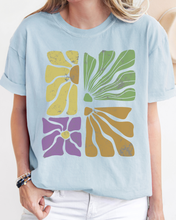 Load image into Gallery viewer, Abstract Sunflowers Comfort Colors T-Shirt, Women&#39;s Distressed-Look Design
