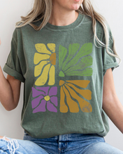 Load image into Gallery viewer, Abstract Sunflowers Comfort Colors T-Shirt, Women&#39;s Distressed-Look Design
