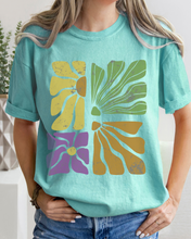 Load image into Gallery viewer, Abstract Sunflowers Comfort Colors T-Shirt, Women&#39;s Distressed-Look Design
