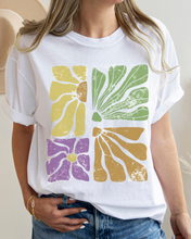 Load image into Gallery viewer, Abstract Sunflowers Comfort Colors T-Shirt, Women&#39;s Distressed-Look Design
