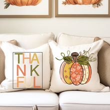 Load image into Gallery viewer, Fall Thankful Pillow Covers, Rustic Country Square covers, Country Farmhouse Decor, Pumpkin Pillowcase Set, Farmhouse
