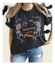 Load image into Gallery viewer, Halloween Comfort Colors® T-Shirt, Dancing Skeletons Tis The Season To Be Spooky Women&#39;s T-Shirt
