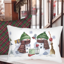 Load image into Gallery viewer, Christmas Pillow Covers, Country Decor Pillow Covers, Rustic Decor, Cute Snowman Pillowcase Set
