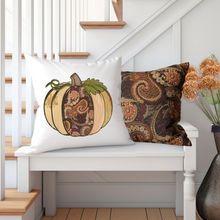 Load image into Gallery viewer, Fall Pillow Covers, Rustic Country Square covers, Country Farmhouse Decor, Paisley Pumpkin Pillowcase Set, Modern Farmhouse Decor
