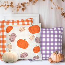 Load image into Gallery viewer, Fall Pillow Covers, Fall Pastel Pumpkins, Country Square Pillow Covers, Pillow Cover Set, Cute Gnomes Pillowcase Set
