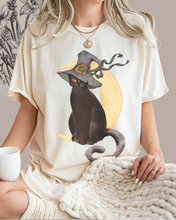 Load image into Gallery viewer, Halloween Comfort Colors® T-Shirt, Watercolor Black Cat Women&#39;s Gothic Retro Design T-Shirt
