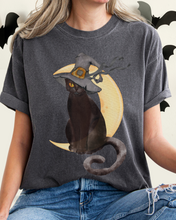 Load image into Gallery viewer, Halloween Comfort Colors® T-Shirt, Watercolor Black Cat Women&#39;s Gothic Retro Design T-Shirt
