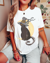 Load image into Gallery viewer, Halloween Comfort Colors® T-Shirt, Watercolor Black Cat Women&#39;s Gothic Retro Design T-Shirt
