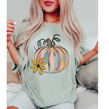 Load image into Gallery viewer, Watercolor Pumpkin Fall Comfort Colors® Hand Drawn Pastel Pumpkin T-Shirt, Women&#39;s Shirt
