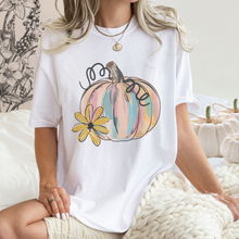 Load image into Gallery viewer, Watercolor Pumpkin Fall Comfort Colors® Hand Drawn Pastel Pumpkin T-Shirt, Women&#39;s Shirt
