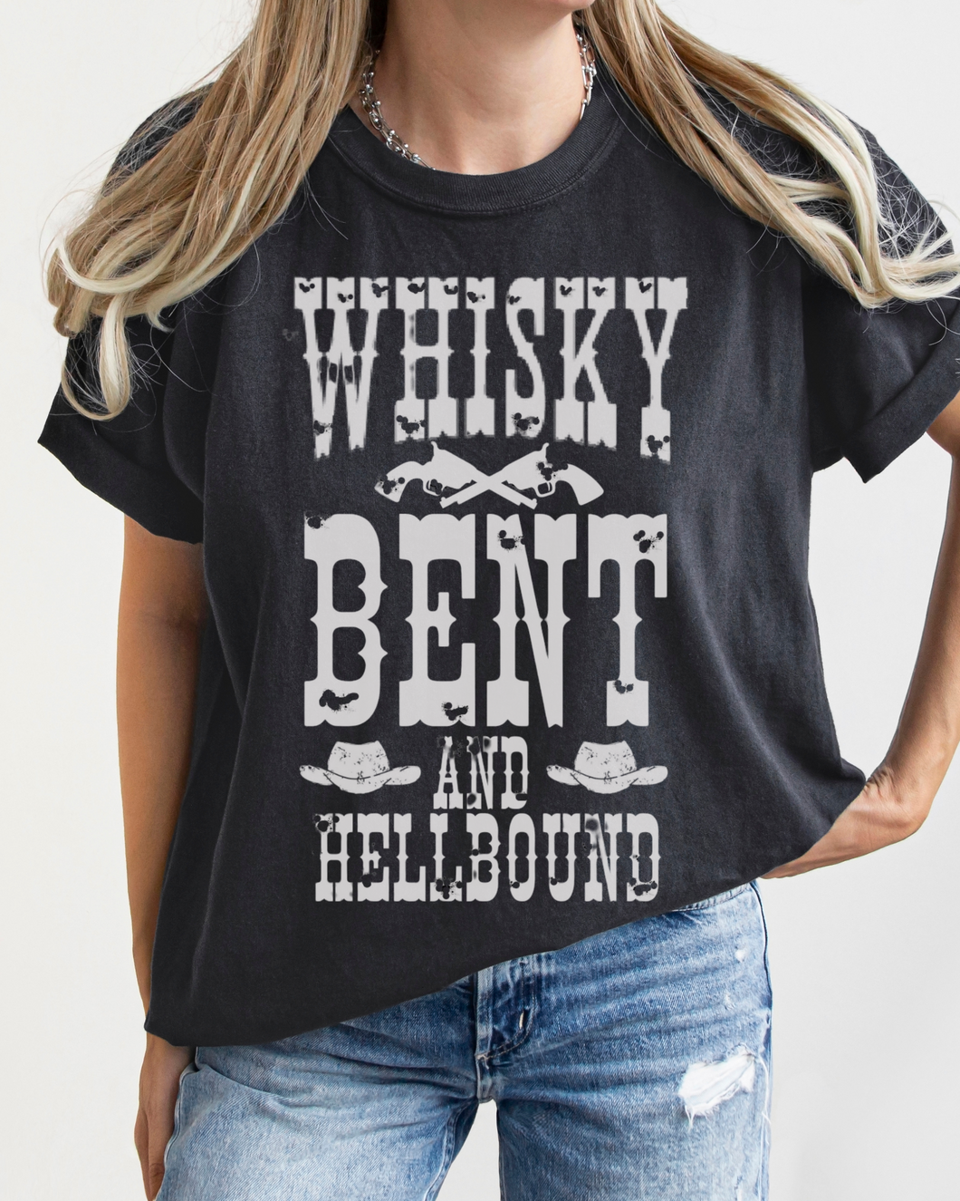 Whisky Bent and Hell Bound Comfort Colors® Shirt, Trendy Women's T-Shirt, Garment Dyed, Western Inspired T-Shirt, Boho T-Shirt