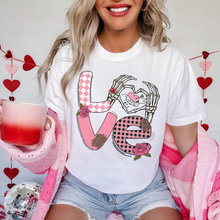Load image into Gallery viewer, Valentine's Day Women's Comfort Colors T-Shirt, Gift for Her, Comfy Tee, Always Free Shipping, Skeleton Hands and Flowers Design

