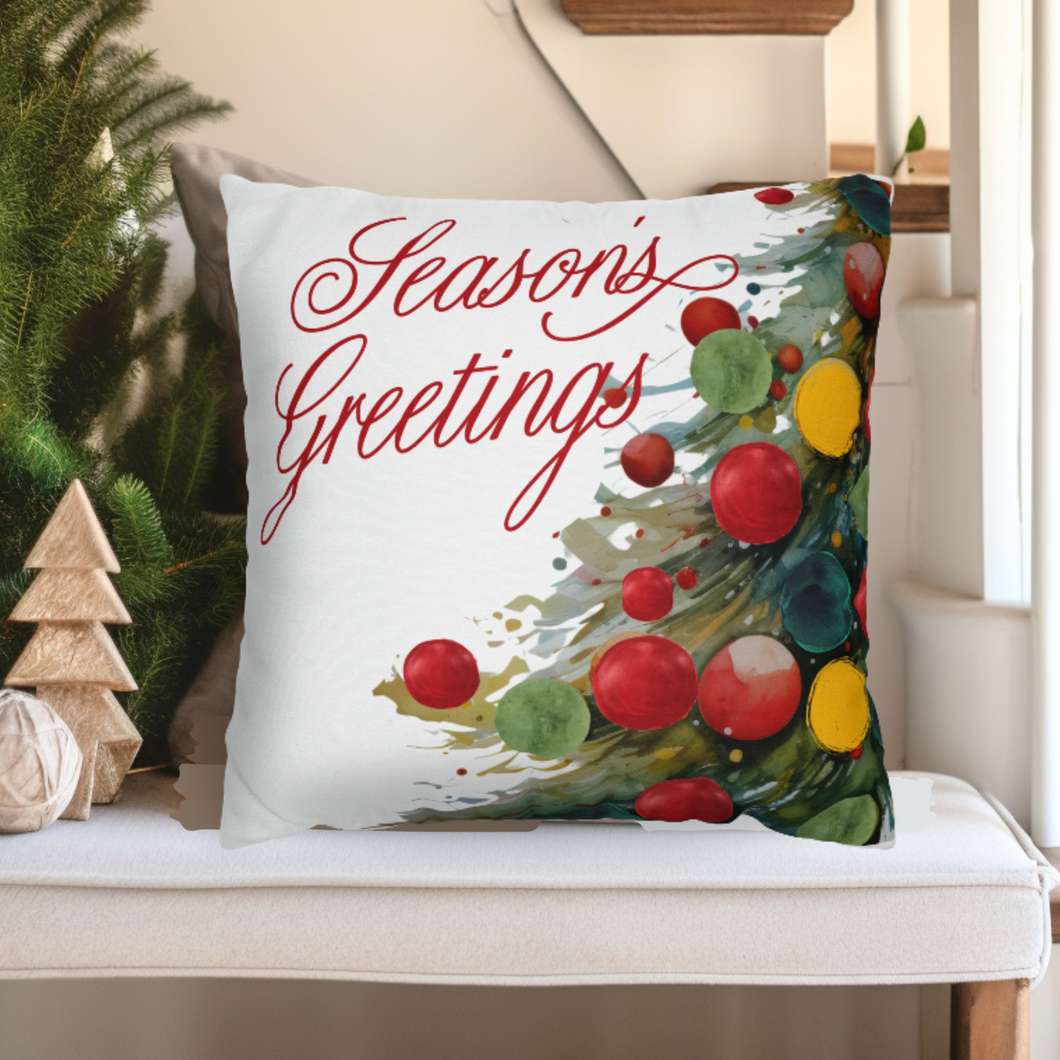 Christmas Pillow Cover, Seasons Greetings Pillow Cover, Rustic Christmas Owl, Holiday Pillow Cover, Holiday Decor