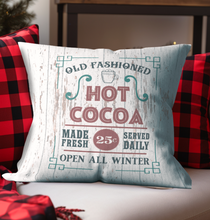 Load image into Gallery viewer, Christmas Pillow Cover, Hot Cocoa Pillow Cover, Rustic Christmas, Holiday Pillow Cover, Farmhouse Decor Pillow, Christmas Porch Decor
