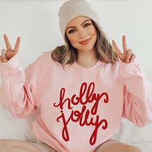 Load image into Gallery viewer, Women's Christmas Holly Jolly Sweatshirt, Ash, White, Sand, Pink, Green Christmas Pullover

