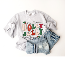 Load image into Gallery viewer, Women&#39;s Christmas Holly Jolly Christmas Pullover Sweatshirt, Ash, White, Sand Crewneck, Retro Sweatshirt
