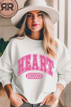 Load and play video in Gallery viewer, Valentine's Day Varsity Heart Breaker Unisex-Size Crewneck Sweatshirt Valentine's Day Gift for Her, Cozy Winter Pullover
