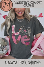 Load and play video in Gallery viewer, Valentine's Day Women's Comfort Colors T-Shirt, Gift for Her, Comfy Tee, Always Free Shipping, Skeleton Hands and Flowers Design
