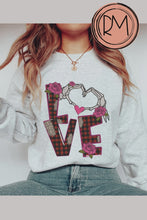 Load and play video in Gallery viewer, Valentine's Pullover Sweatshirt, Love Crewneck Pullover, Ash Sand White or Pink Shirt, Skeleton Love, Gift for Her, Valentine's Day Gift
