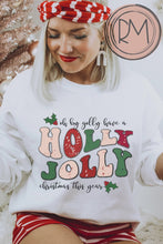 Load and play video in Gallery viewer, Women&#39;s Christmas Holly Jolly Christmas Pullover Sweatshirt, Ash, White, Sand Crewneck, Retro Sweatshirt
