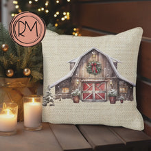 Load and play video in Gallery viewer, Christmas Pillow Cover, Rustic Pillow Cover, Rustic Farmhouse Holiday Pillow Cover, Holiday Decor Pillow Cover
