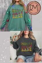 Load and play video in Gallery viewer, Comfort Colors Christmas Sweatshirt, Holly Jolly Babe Crewneck, Retro Warped Design, Gift for Her, Christmas Gift, Christmas Pullover
