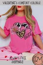Load and play video in Gallery viewer, Valentine's Day Women's Comfort Colors T-Shirt, Gift for Her, Comfy Tee, Always Free Shipping, Western Hearts and Flowers Design
