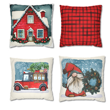 Load image into Gallery viewer, Christmas Pillow Covers, Square Pillow Covers, Cute Christmas Decor Pillowcase Set, Red House, Gnome Truck
