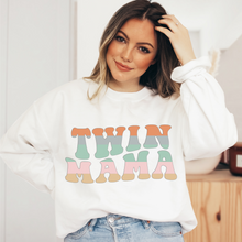 Load image into Gallery viewer, Groovy Twin Mama Sweatshirt - Retro Mommy Gift, Pregnancy Announcement, Mother Of Twins, New Mom To Be Gift - Unisex Crewneck Sweatshirt
