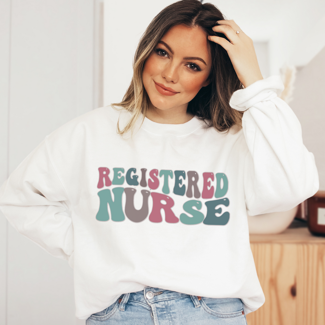 Registered Nurse Sweatshirt, Nurse Shirts, Graduation Gift, Nursing School, Nurses Week Appreciation, RN, Crewneck Sweatshirt Retro Design