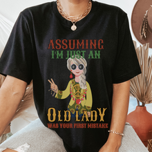 Load image into Gallery viewer, Assuming I&#39;m Just An Old Lady Unisex Comfort Colors® T-shirt, Women&#39;s Retro, Funny T-Shirt, Black, Pepper Grey or White
