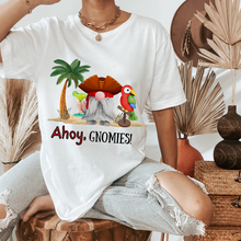 Load image into Gallery viewer, Ahoy Gnomies T Shirt or Sweatshirt Women&#39;s White Retro Vintage Beach Tee or Racer-Back Tank July 4th Tee Cute Summer Vacation Shirt
