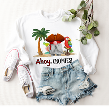 Load image into Gallery viewer, Ahoy Gnomies T Shirt or Sweatshirt Women&#39;s White Retro Vintage Beach Tee or Racer-Back Tank July 4th Tee Cute Summer Vacation Shirt
