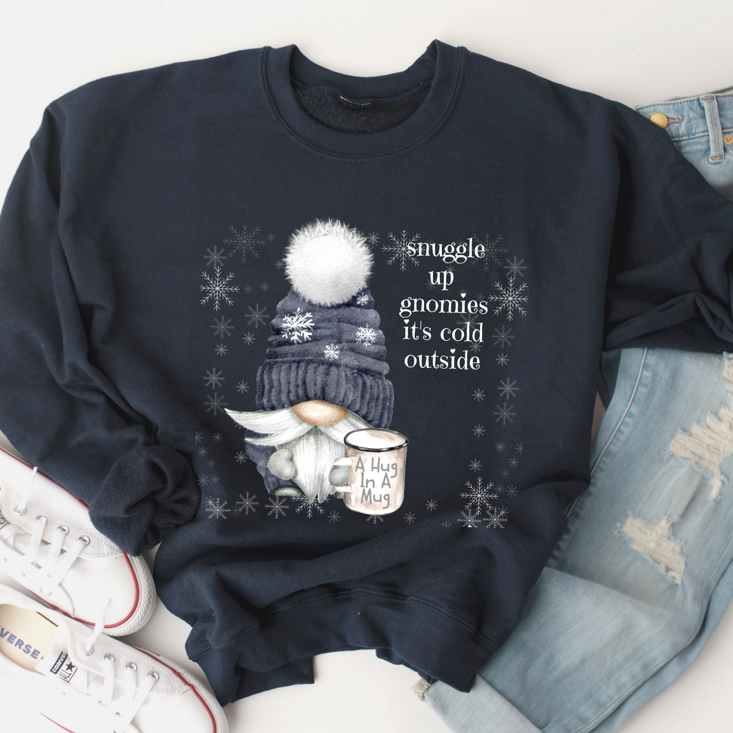 Gnome Winter Sweatshirt Women's Snuggle Up Gnomies sweatshirt Unisex Winter Sweatshirt Cozy Gilden It's Cold Outside Hug In A Mug Sweatshirt