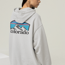 Load image into Gallery viewer, Women&#39;s Colorado Cozy Hooded Sweatshirt in White, Grey or Sand, Adventure, Ski, Skiing, Hiking Camping Hoodie Colorado Mountains Sweatshirt
