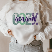 Load image into Gallery viewer, Cozy Season Women&#39;s Sweatshirt, Ash, White or Sand Fleece Crewneck Pullover Cozy Snow Day Winter Break Sweatshirt
