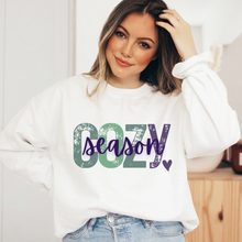 Load image into Gallery viewer, Cozy Season Women&#39;s Sweatshirt, Ash, White or Sand Fleece Crewneck Pullover Cozy Snow Day Winter Break Sweatshirt
